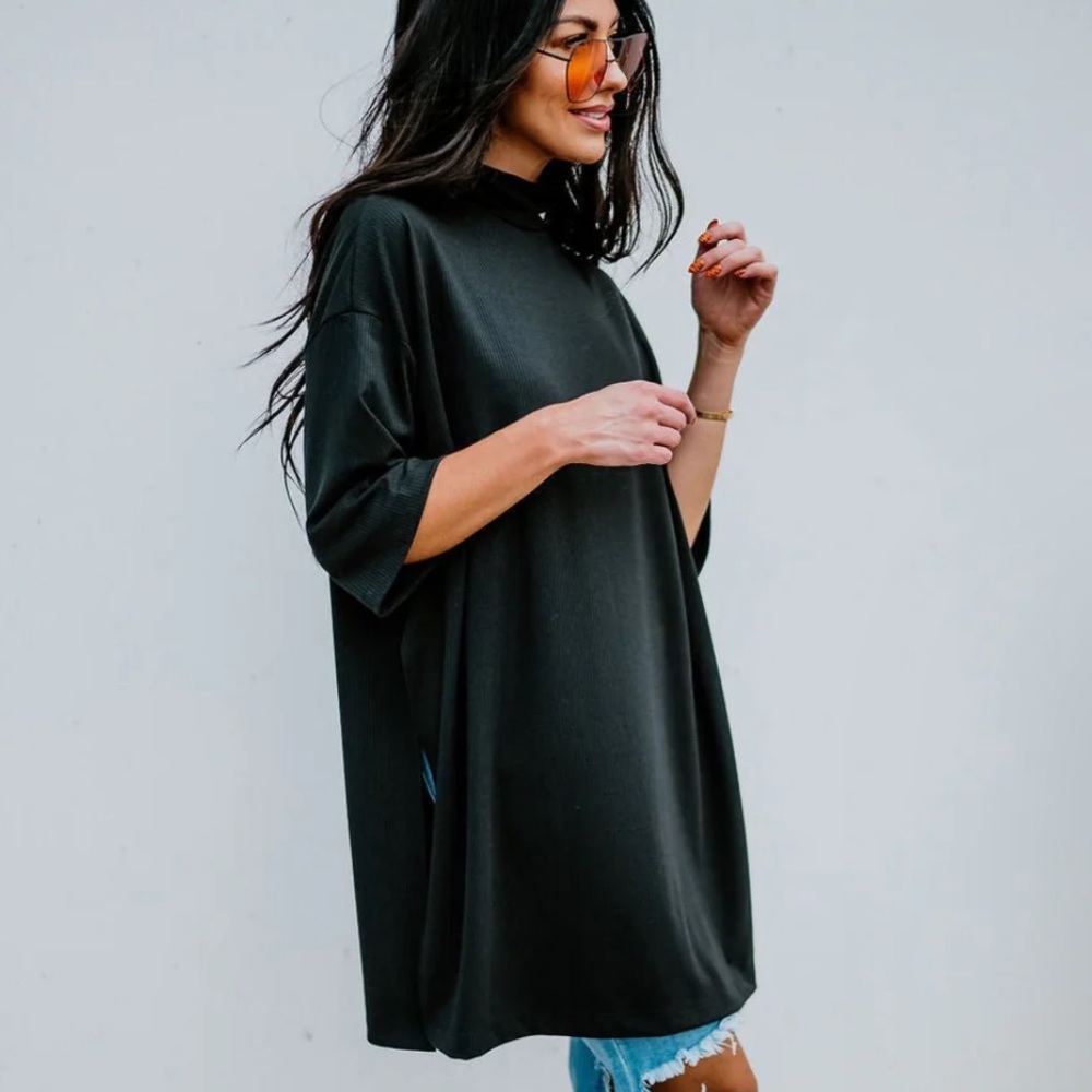 Dressed in LALA Icon Mock Neck Top in Black - Medium